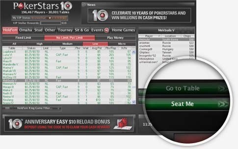 PokerStars хотят исключить возможность выбора стола