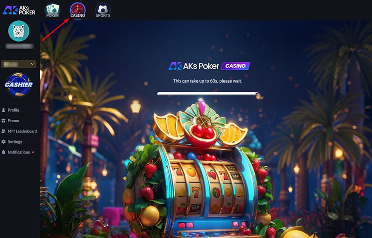 Переход в казино AKs Poker